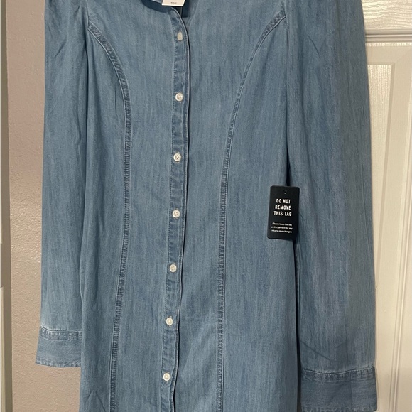 Expresss Denim Puff Sleeves button up dress- S - Picture 11 of 12